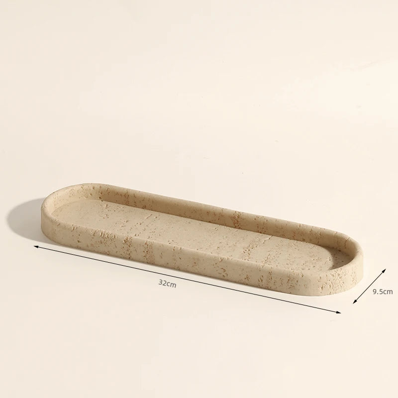 Natural Marble Bathroom Set, Oval Tray