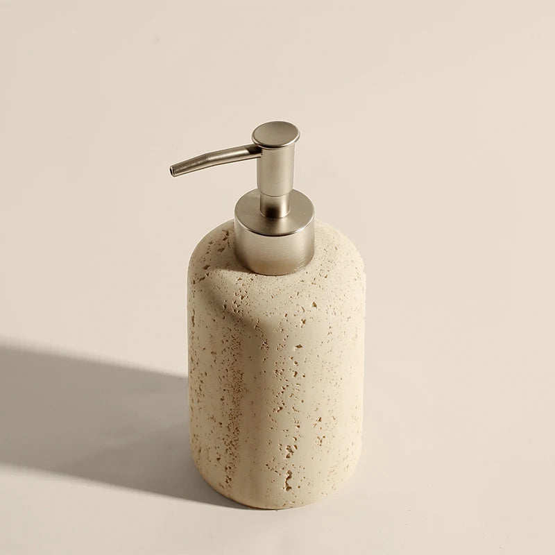 Natural Marble Bathroom Set, Press Bottle