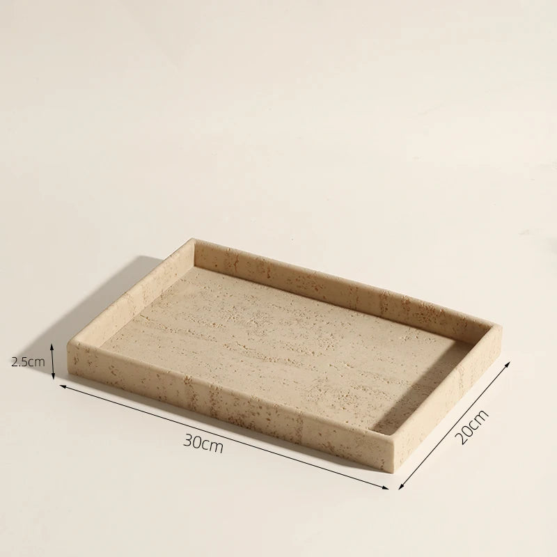Natural Marble Bathroom Set, Rectangle Tray