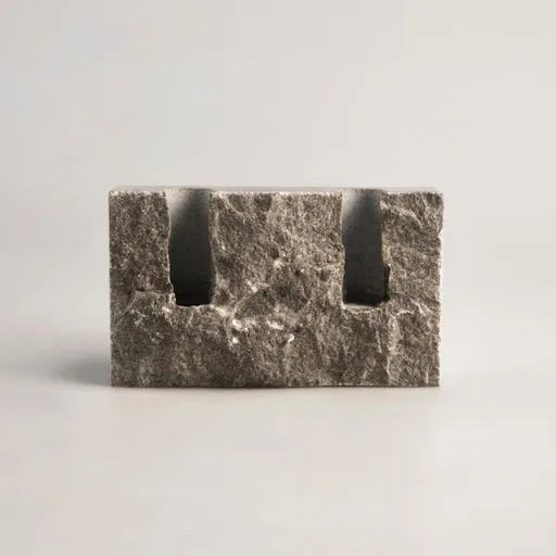 Travertine Marble Candlestick Holder, Grey