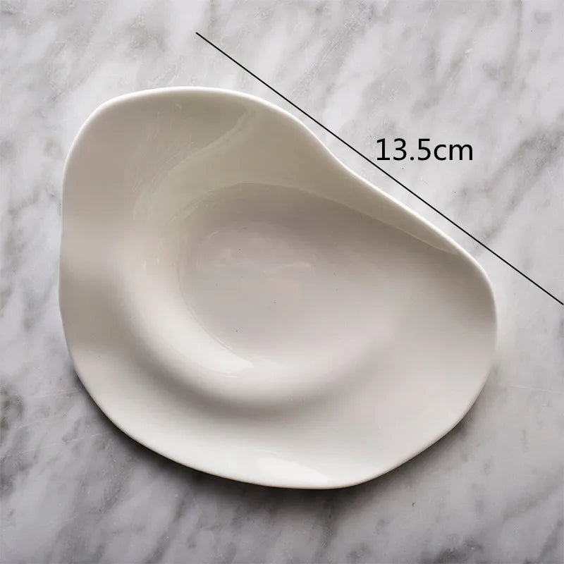 White Irregular Ceramic Plate Size