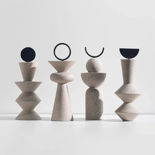 Black & White Sandstone Geo Sculpture