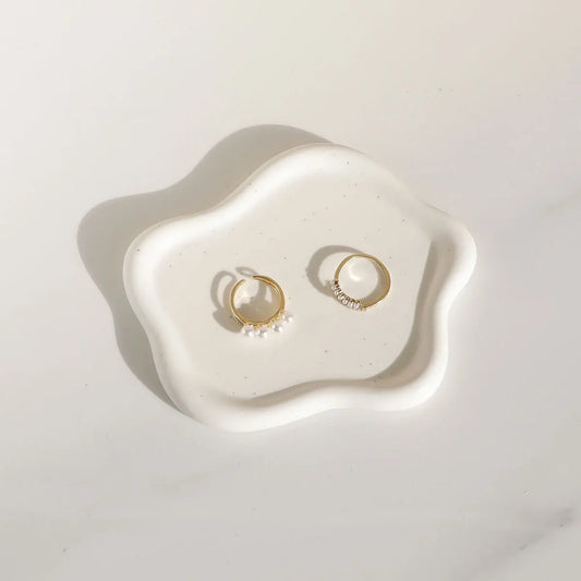 Irregular White Ceramic Jewelry Dish
