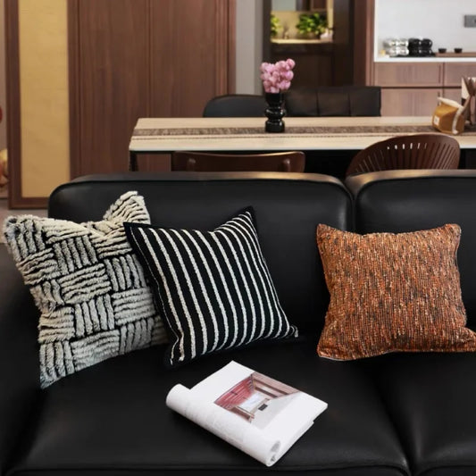 Orange, Black & Stripe Modern Geo Pillow Case