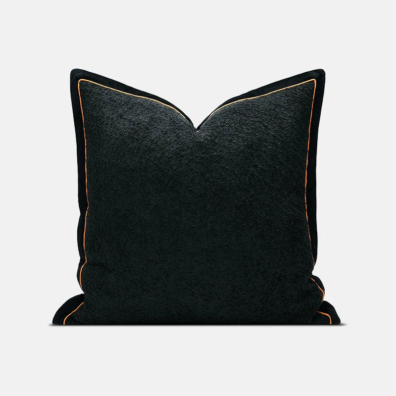 Outline Fuzzy Black Pillow Case