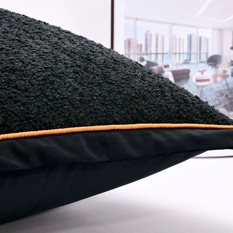 Outline Fuzzy Black Pillow Case